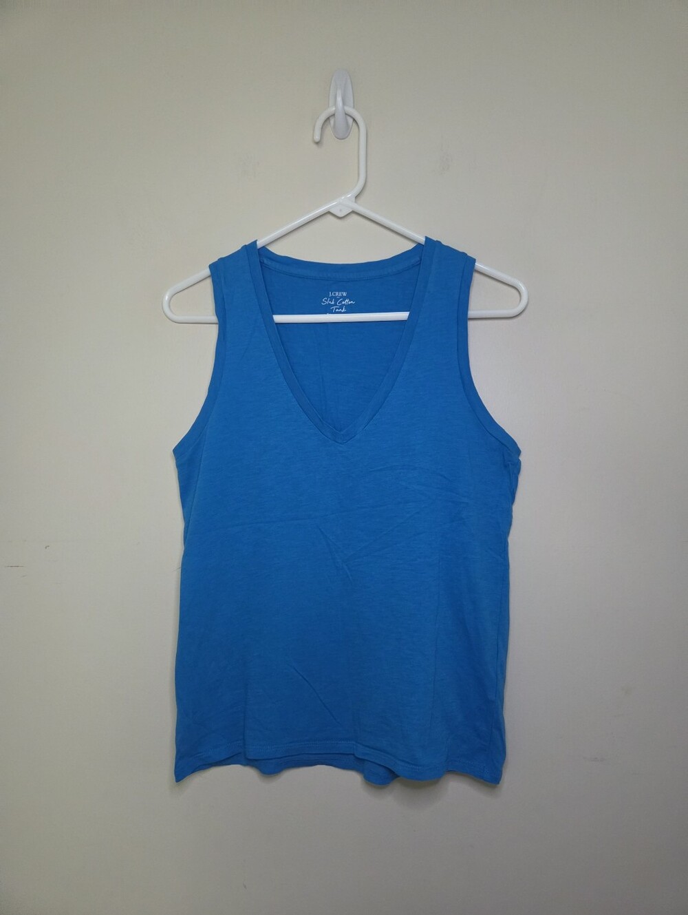 Women's J Crew Blue Slub Cotton Sleeveless V-Neck Tank Sz XS - Picture 6 of 6